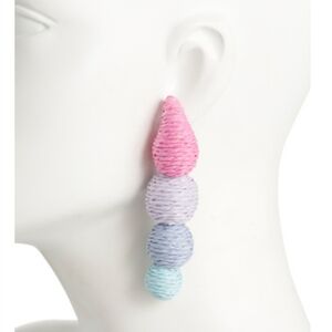 NEW Nakamol Multi Colored Raffia Statement Earrings Pink, Blue, Purple, Lilac